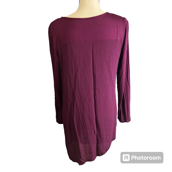 Chico's | Women's Magenta 3/4 Sleeve Lined Asymmetrical Hem Blouse Top Sz 1 Sz S - Picture 3 of 4